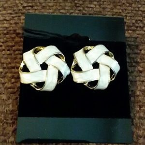White and Gold Earrings